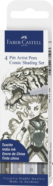 Faber Castell Tekenstift Pitt Artist Pen Comic - 4-delige etui afbeelding