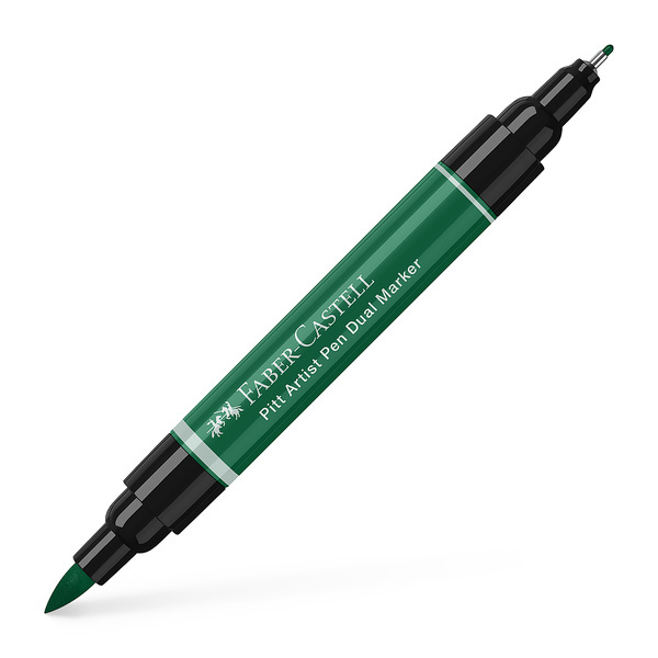 Faber Castell Tekenstift Pitt Artist Pen duo marker - 264 donker phthalogroen afbeelding