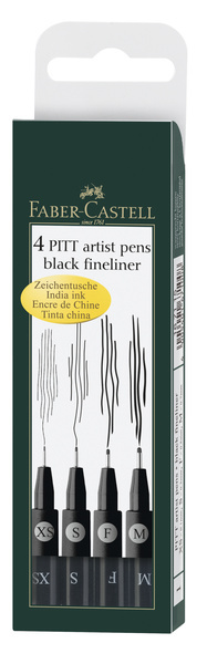 Faber Castell Tekenstift Pitt Artist Pen - etui 4 stuks - zwart afbeelding