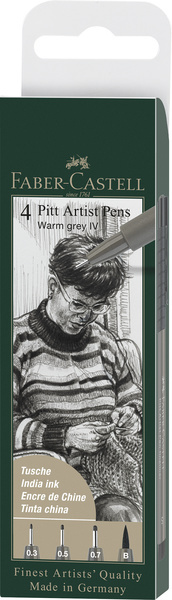 Faber Castell Tekenstift Pitt Artist Pen - etui 4 stuks - warm grijs afbeelding