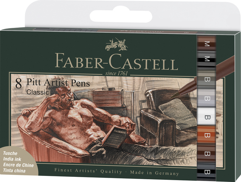 Faber Castell Tekenstift Pitt Artist Pen - etui 8 stuks - Classic afbeelding