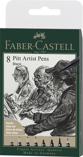 Faber Castell Tekenstift Pitt Artist Pen - etui 8 stuks - 199 zwart afbeelding