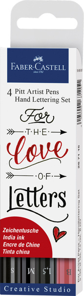 Faber Castell Tekenstift Pitt Artist Pen - handlettering 4-delig etui zwart afbeelding