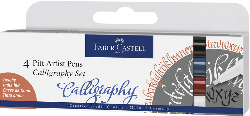 Faber Castell Tekenstift Pitt Artist Pen - kalligrafieset van 4 stuks afbeelding