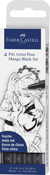 Faber Castell Tekenstift Pitt Artist Pen - Manga 4-delig etui - Black afbeelding