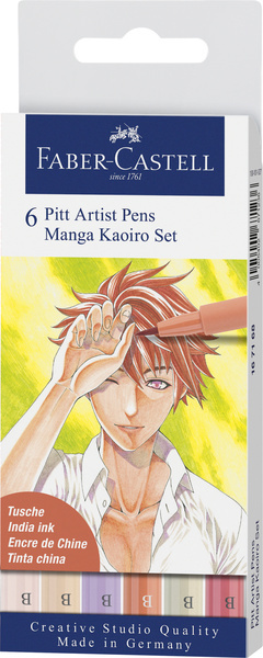 Faber Castell Tekenstift Pitt Artist Pen - Manga 6-delig etui - Kaoiro afbeelding