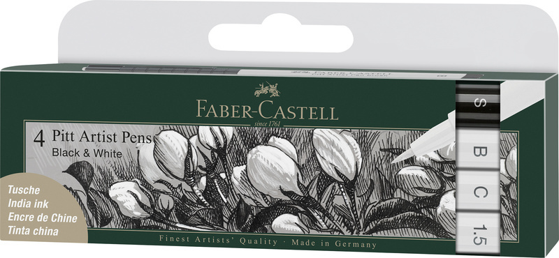 Faber Castell Tekenstift set Pitt Artist Pen - zwart en wit afbeelding