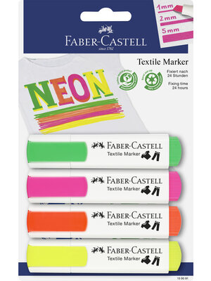 Faber Castell Textielmarker Neon - set 4 stuks