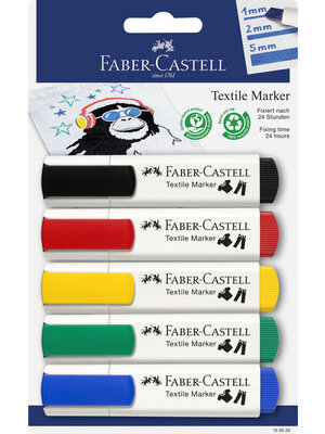 Faber Castell Textielmarkers - 5 stuks