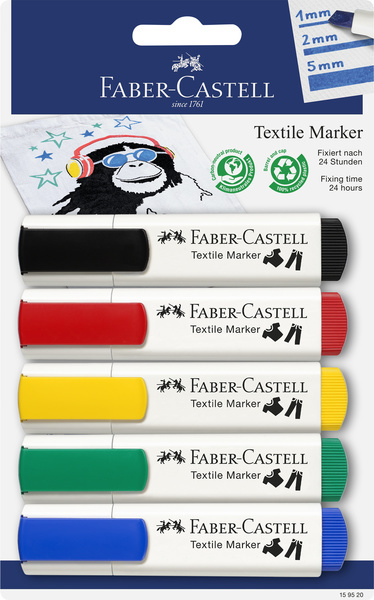 Faber Castell Textielmarkers - 5 stuks