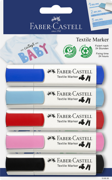 Faber Castell Textielmarkers - 5 stuks "BABY" afbeelding