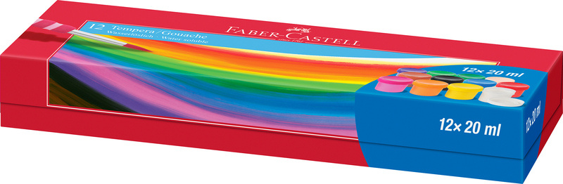 Faber Castell Verf Tempera-Gouache - 12 kleuren potjes afbeelding