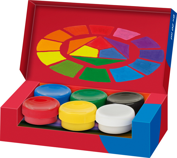 Faber Castell Verf Tempera-Gouache - 6 kleuren potjes afbeelding