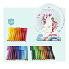 Faber Castell Viltstift Connector - set 33 stuks - Snow Globe Unicorn blik