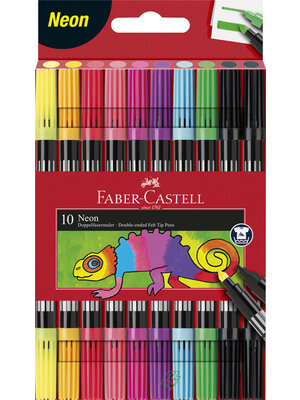 Faber Castell Viltstiften Duo - neon kleuren in etui a 10 stuks
