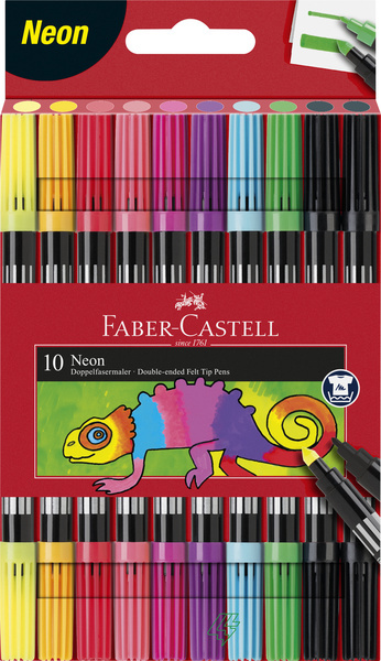 Faber Castell Viltstiften Duo - neon kleuren in etui a 10 stuks afbeelding