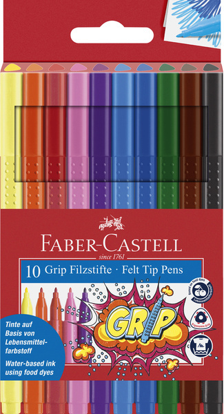 Faber Castell Viltstiften GRIP Colour - etui 10 stuks afbeelding
