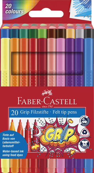 Faber Castell Viltstiften GRIP Colour - etui 20 stuks afbeelding