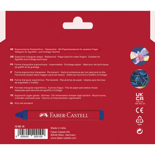 Faber Castell Waskrijt driehoek - etui 12 stuks