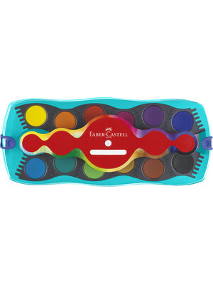 Faber Castell Waterverfdoos 12 kleuren + 1 tube wit Connector turquoise