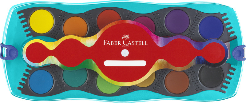 Faber Castell Waterverfdoos 12 kleuren + 1 tube wit Connector turquoise afbeelding