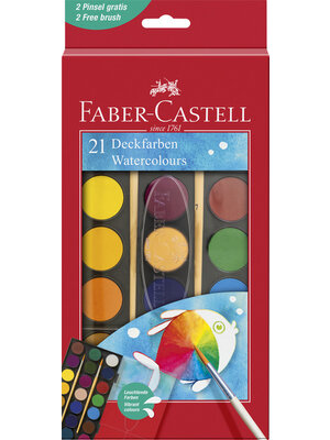 Faber Castell Waterverfdoos 21 kleuren (diameter 24cm) Faber Castell Waterverfdoos 21 kleuren (diameter 24cm)
