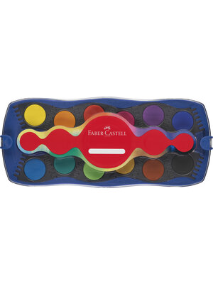 Faber Castell Waterverfdoos 24 kleuren + 1 tube wit Connector Blauw