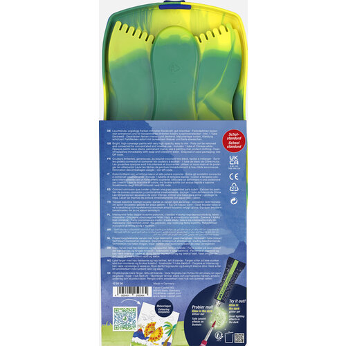 Faber Castell Waterverfdoos Connector Dino 12 kleuren + 1 tube wit