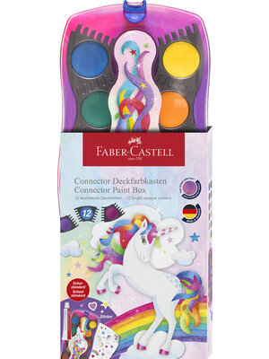 Faber Castell Waterverfdoos Connector - 12 kleuren + 1 tube wit - Unicorn