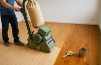 Houten vloer schuren en behandelen