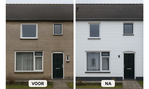 Gevel schilderen voor en na