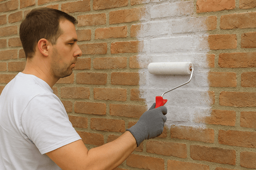 voorstrijk aan buitenmuur aanbrengen