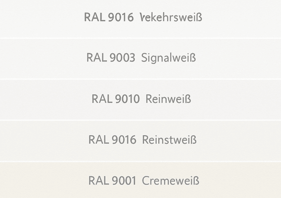 Witte tinten naast RAL 9016