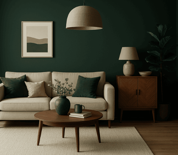 RAL 6009 woonkamer