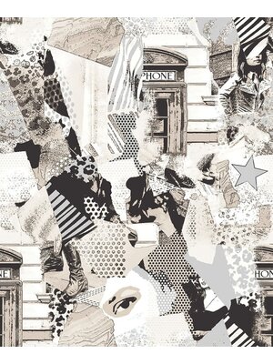 Noordwand Friends & Coffee Behang met gescheurde collage - 16609