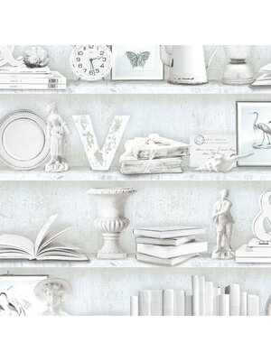 Galerie Homestyle Behang met wandplanken met boeken en decoratie - FH37506