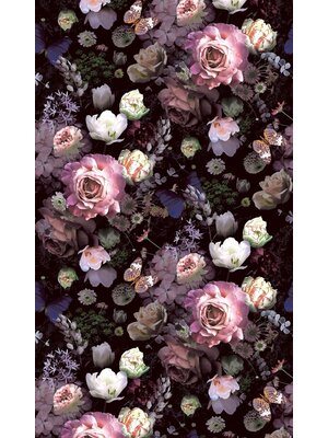 Novamur Jackie Fotobehang met grote rozen, bloemen en vlinders - 81603 Novamur Jackie Fotobehang met grote rozen, bloemen en vlinders - 81603