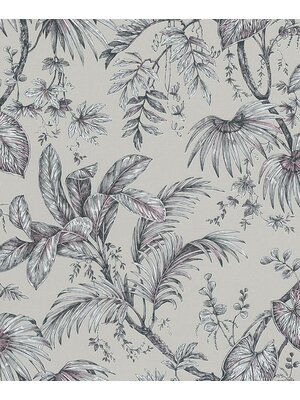 Novamur Jackie; The New Design Book Behang met zwarte-wit-roze bladeren - 6818-20 Novamur Jackie; The New Design Book Behang met zwarte-wit-roze bladeren - 6818-20