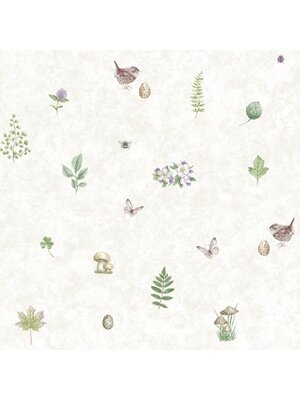 Galerie Just Kitchens Behang met paddestoelen, vogels en vlinders - G45442