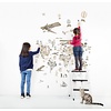 Marburg Kids Walls Fotobehang met beige wereldkaart met dieren en vliegtuigen - 45858