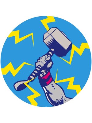 Noordwand Komar Dots Behangcirkel Marvel - Avengers - Thor's Hammer Pop Art - DD1-056