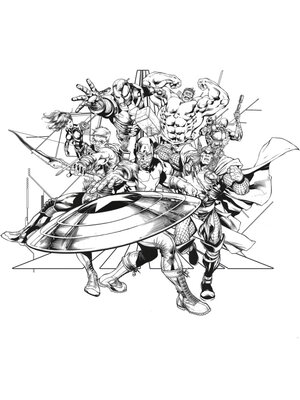 Komar Into Adventure Fotobehang Marvel - Avengers - Black and White - IADX6-066