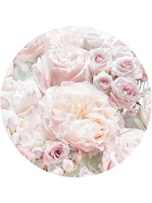 Komar Le Jardin; Komar Dots Behangcirkel Pink and Cream Roses - D1-072