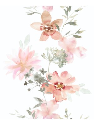 Novamur Kylie Behang met aquarel bloemen - 81626