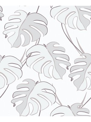 Novamur Kylie Behang met lila grijze monstera print - 81604