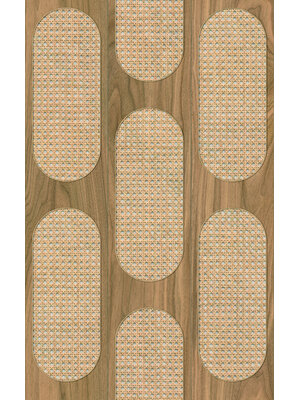 Novamur Leyla Behang met rotan en hout patroon - 81638