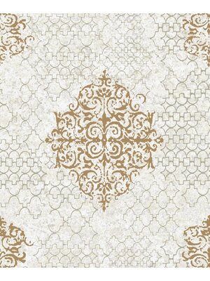 Galerie Lustre Behang met grote metallic ornamenten - CM2485