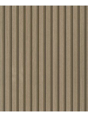 Marburg Travertino Behang met houten latjes - 33396