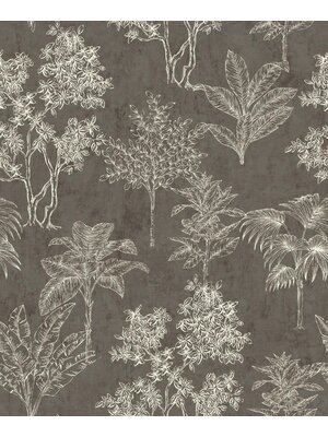 Noordwand Zen Behang met getekende bomen motief - DWP0361-05