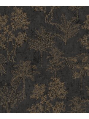 Noordwand Zen Behang met getekende bomen motief - DWP0361-08